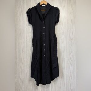 Ramy Brook Size XS Black Button Front Utility Midi Dress
